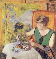 Vrouw met een boeket bloemen, 1925
